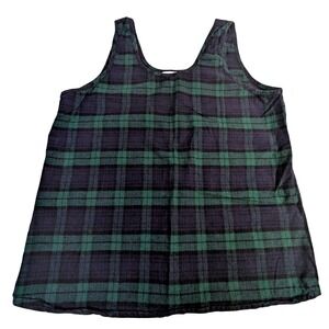 Vermont Country Store Cotton Tank – L Green Plaid Flannel Scoop Neck Portugal
